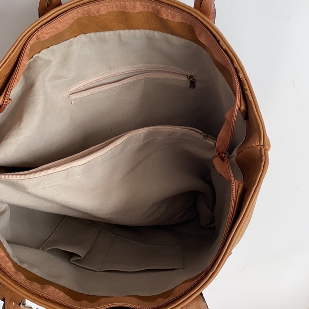 *BROWN* Weimeibaige Vegan Leather Tote Bag, Large - Picture 5 of 16
